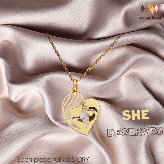 Mother with baby in heart, plated in 24Qirat Real gold