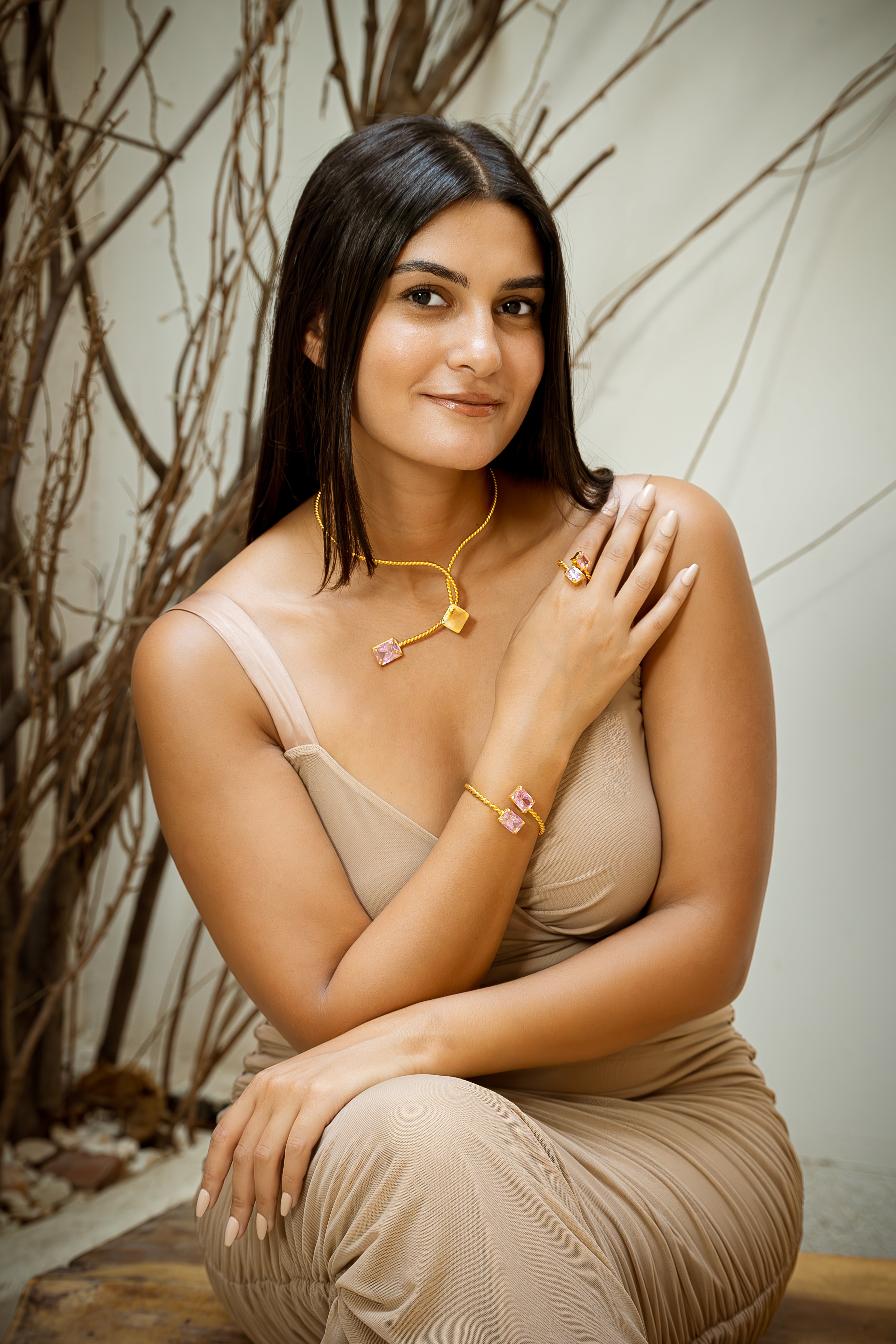 Braided Bangle - Pink