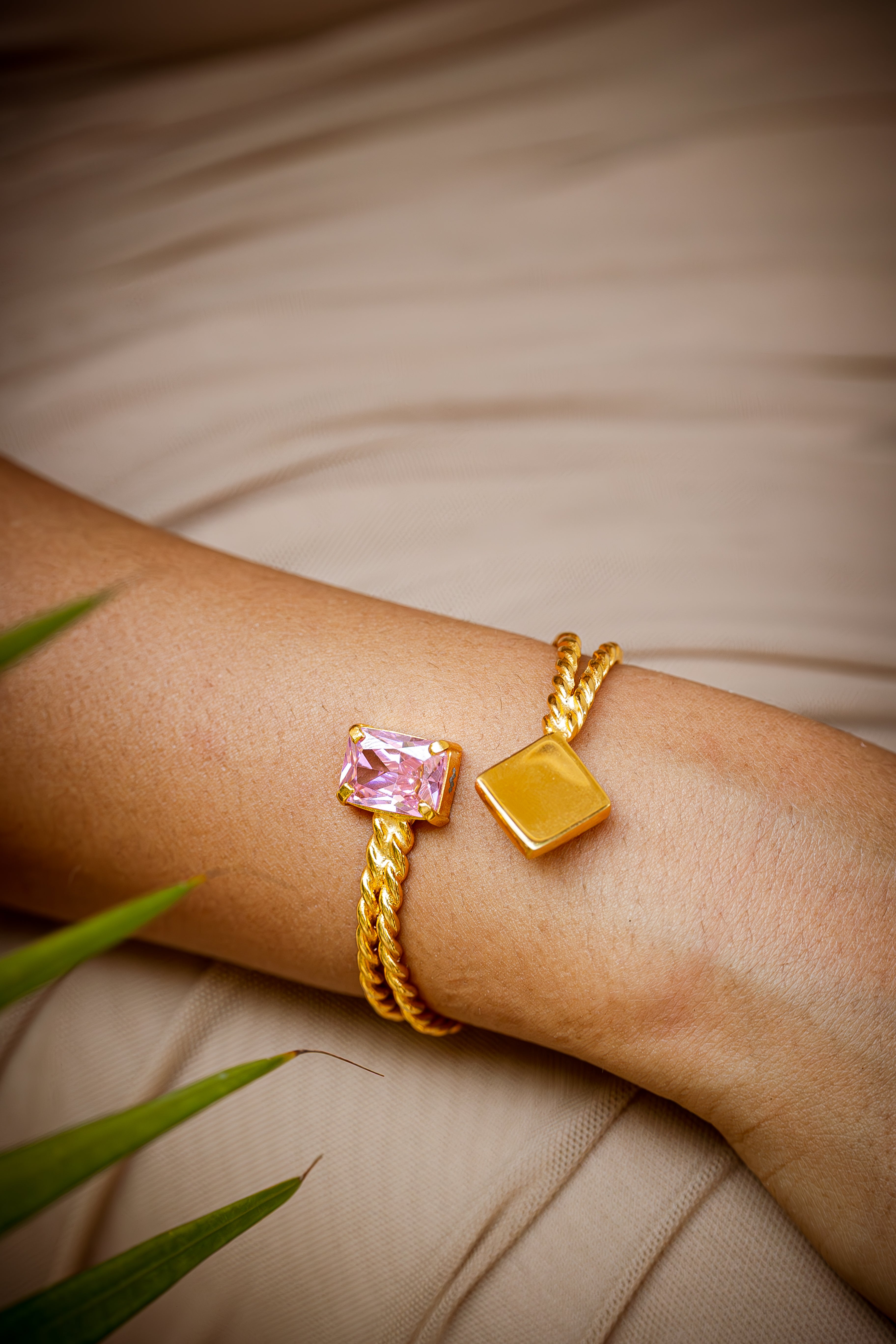 Double-Braided Bangle - Pink